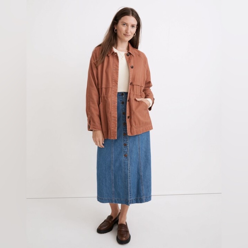 Madewell Ashgrove Chore Jacket Womens XS Burnt Orange Cotton Long Sleeve sweater